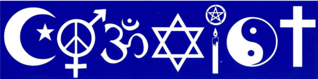 the most common version of the "coexist" bumper sticker